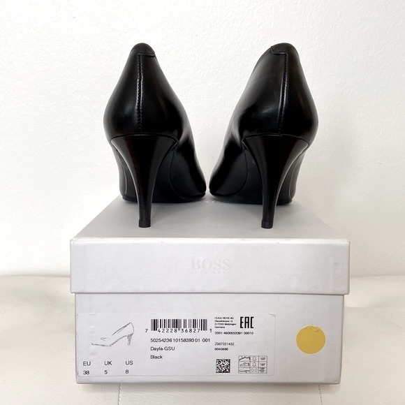 HUGO BOSS DAYLA BLACK LEATHER PUMP S SZ 8 - Picture 3 of 7